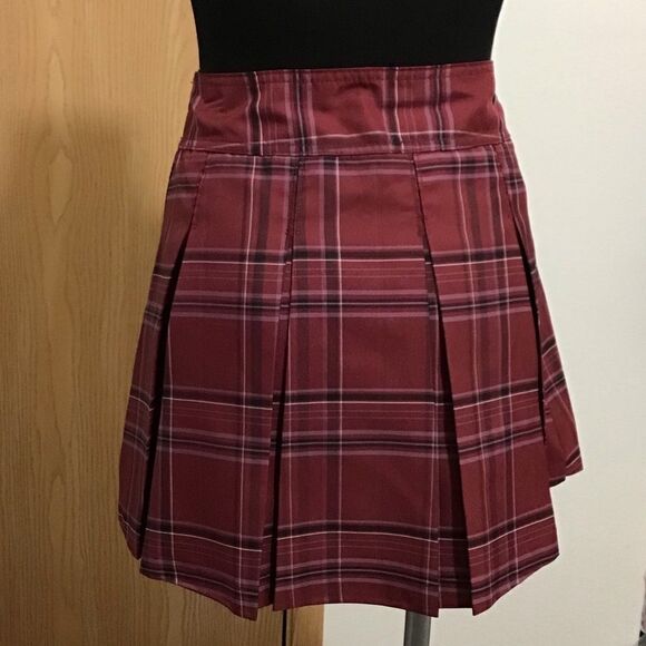No Boundaries Red Plaid Pleated Micro Mini Skirt Size New X-Small - Picture 3 of 13